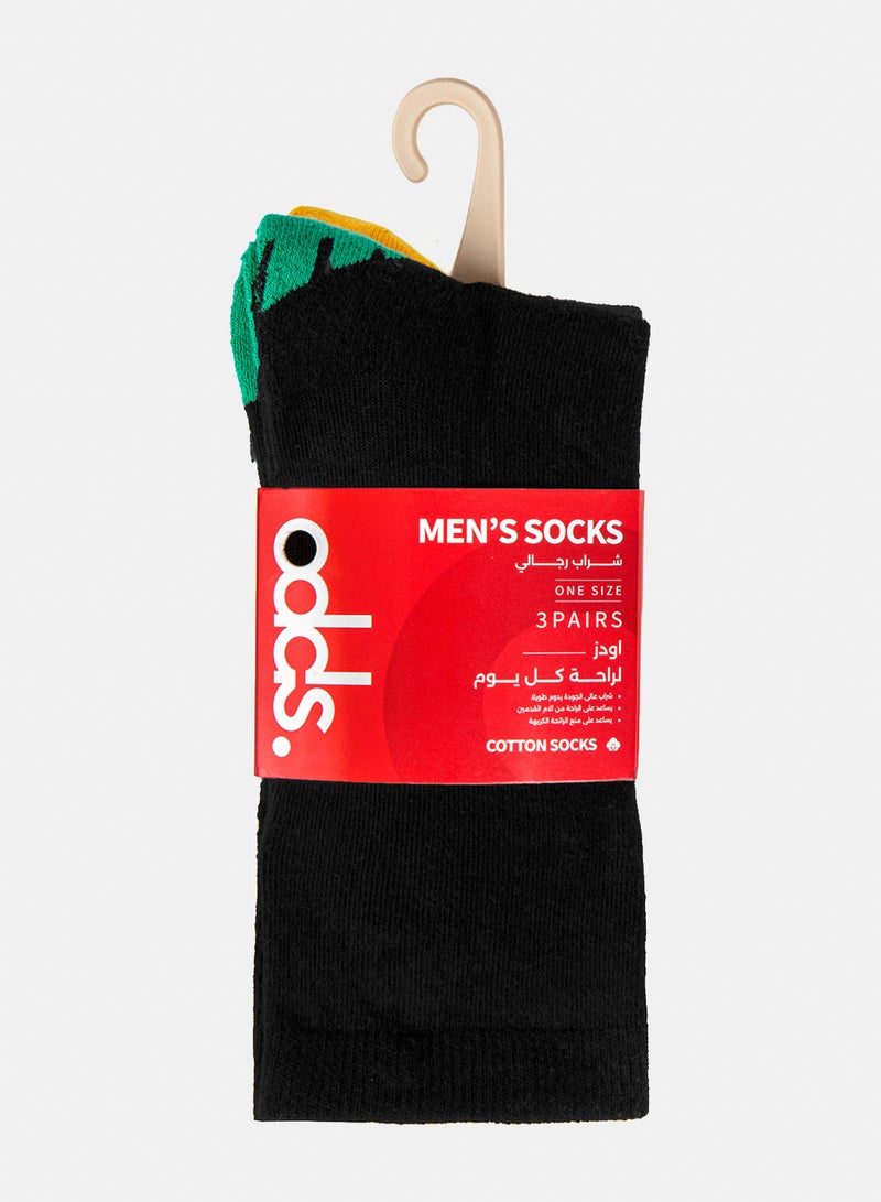Odds Men's Pack of 3 Half Terry Long Patterned Socks - Image 5